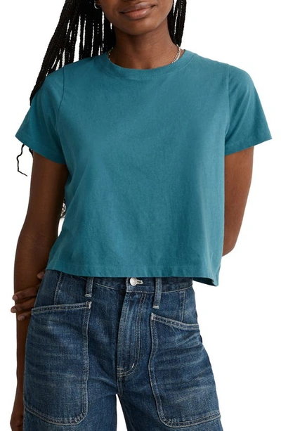 Madewell Lakeshore Softfade Cotton Crop Tee In Coastal Sea