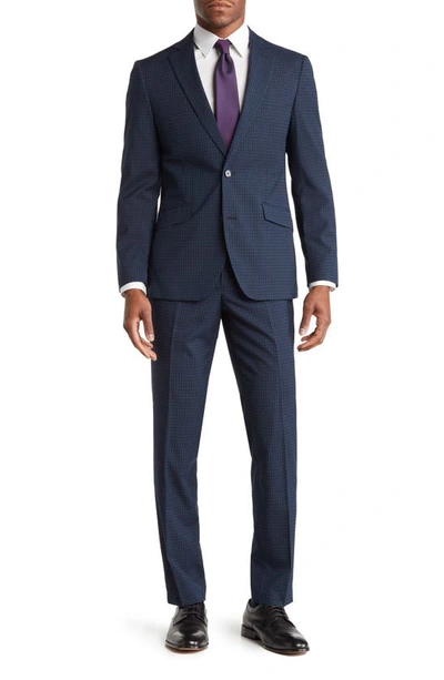 Savile Row Co Navy Check Two-button Notch Lapel Suit