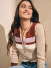 Faherty Mikki Henley T-shirt In Oat Throwback Stripe