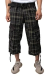 X-ray Belted Cargo Shorts In Plaid Black
