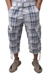 X-ray Belted Cargo Shorts In Plaid Blue/ White