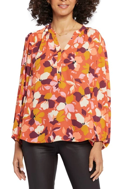 Nydj Print Puff Shoulder Top In Gingervale