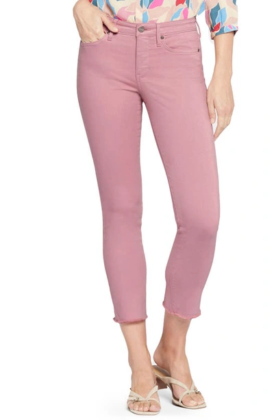 Nydj Sheri Frayed Hem Slim Jeans In Vintage Pink