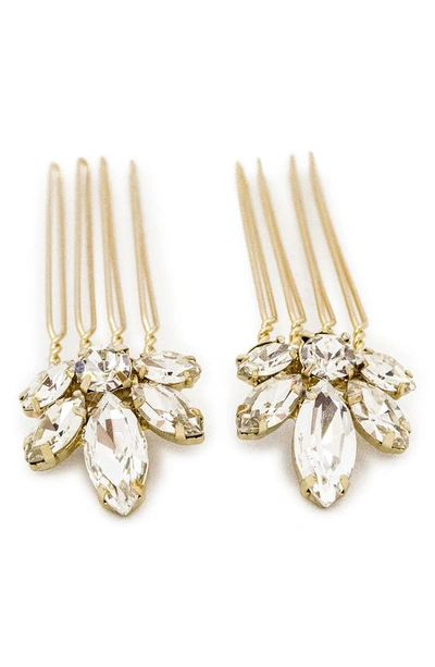 Brides And Hairpins Kenji Set Of 2 Crystal Combs In Gold