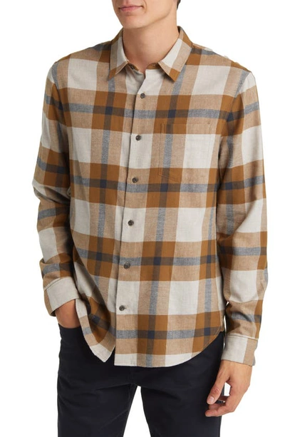Vince Yorkshire Plaid Flannel Button-up Shirt In Slate Brown Nightshade