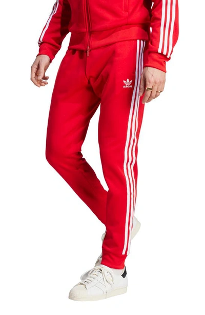 Adidas Originals Lifestyle Superstar Joggers In Better Scarlet/ White