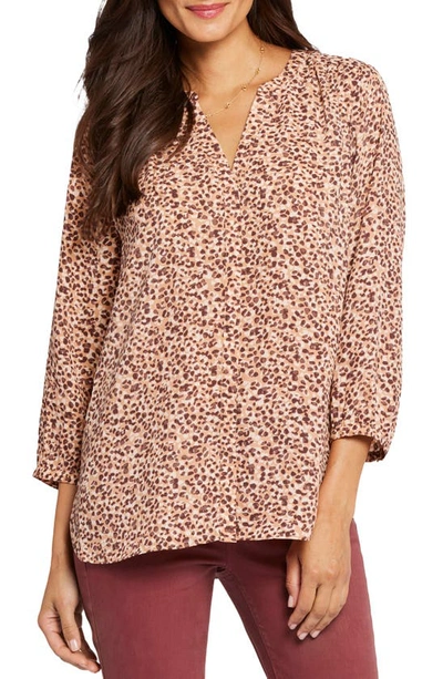 Nydj High-low Crepe Blouse In Rosita