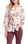 Nydj High-low Crepe Blouse In Harmony Garden