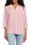 Nydj High-low Crepe Blouse In Morgan Stripe