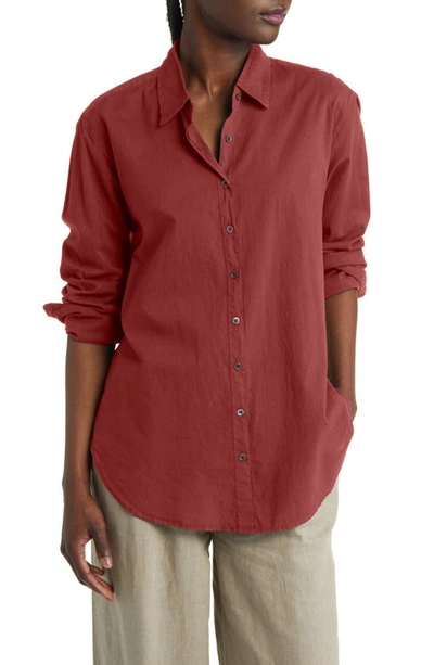 Xirena Beau Cotton Shirt In Brick Red