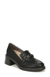 Dr. Scholl's Rate Up Block Heel Bit Loafer In Black Faux Leather