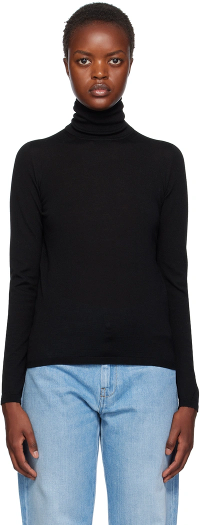 Max Mara Saluto Turtleneck Wool Shirt In Black
