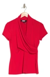Dkny Cowl Neck Side Ruched Top In Poppy
