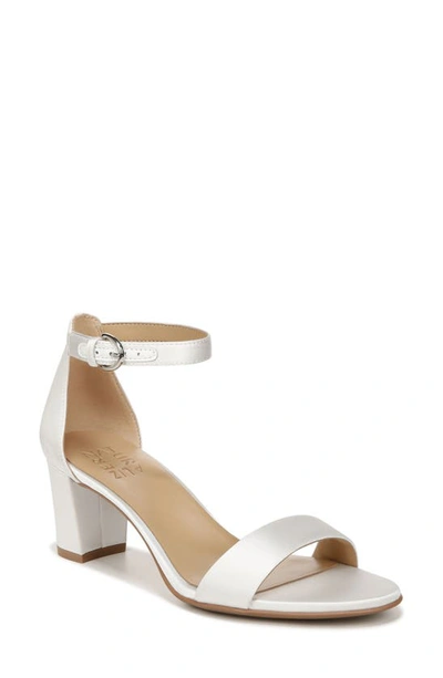 Naturalizer Vera Ankle Strap Sandal In Pearl White Satin Fabric