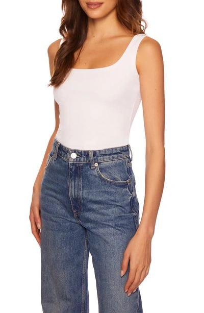 Susana Monaco Ribbed Square Neck Tank In Sugar