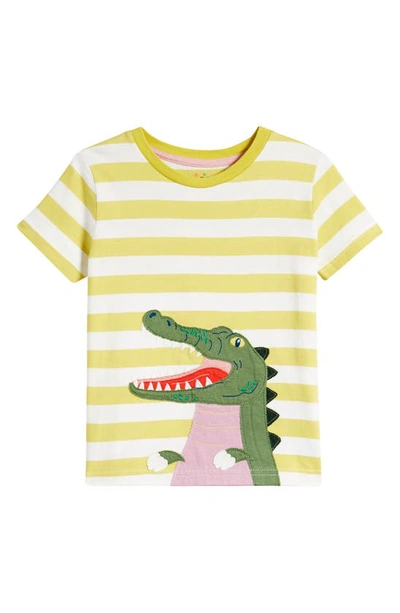 Mini Boden Kids' Crocodile Stripe Cotton T-shirt In Green Crocodile
