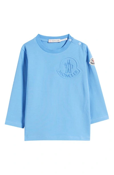 Moncler Babies' Kids' Logo Embossed Stretch Cotton Jersey T-shirt In Blue