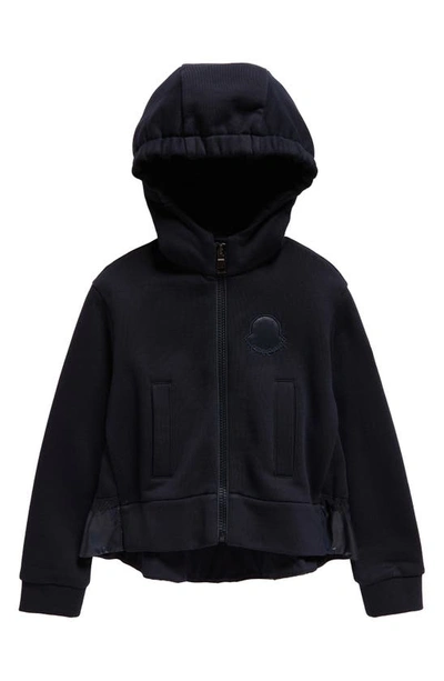 Moncler Kids' Zip-up Fleece Hoodie In Blue Navy