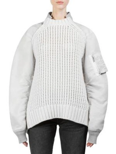 Sacai Knit Bomber Pullover In Off White