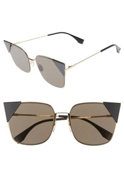 Fendi 55mm Tipped Cat Eye Sunglasses - Rose Gold
