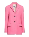 Msgm Wool Suiting Jacket In Pink Virgin Wool With Jewelled Applications