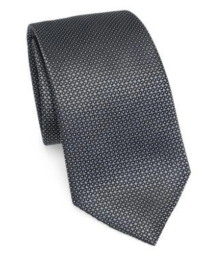 Emporio Armani Silk Dot Tie In Grey