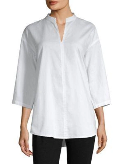 Eileen Fisher Stand Collar Shirt In White