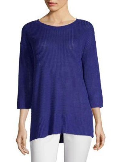 Eileen Fisher Organic Ribbed Linen Tunic In Blue Violet