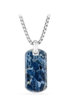 David Yurman Men's Exotic Stone Dog Tag In Pietersite, 35mm In Blue/silver