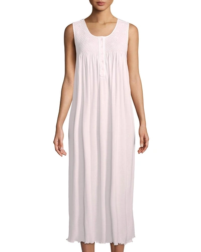 P Jamas Dandelion Sleeveless Long Pima Cotton Nightgown In Light Pink