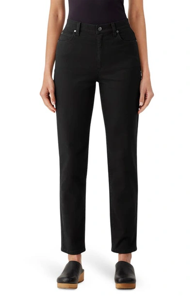 Eileen Fisher Garment-dyed High-rise Denim Trousers In Black