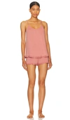 Eberjey Gisele Ruffle Cami & Shorts Pajama Set In Old Rose