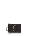 Marc Jacobs Top Zip Leather Multi Card Case In Black Baby Pink/gold
