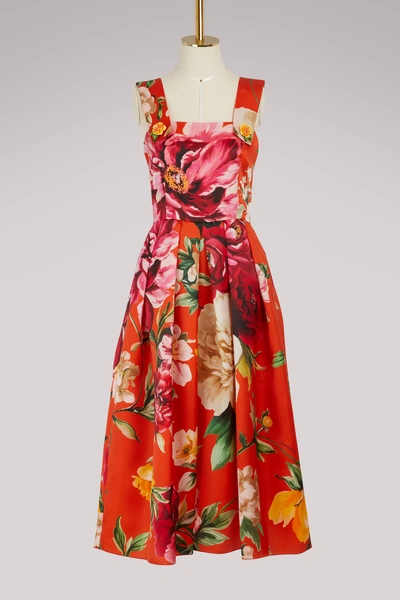 Dolce & Gabbana Flowers Maxi Dress In Orange