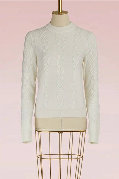 Carven Cable-knit Sweater In Blanc Casse