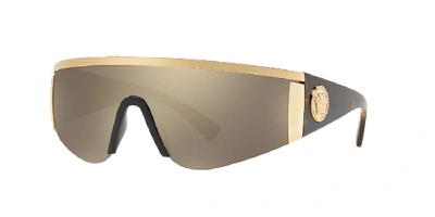 Versace Tribute 147mm Shield Sunglasses - Gold/ Gold Mirror