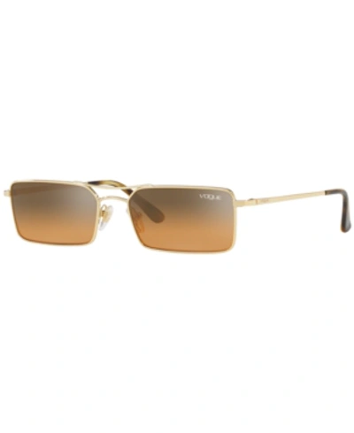 Vogue Gigi Hadid For  Mirrored Slim Rectangular Sunglasses, 55mm In Pale Gold/orange Silver