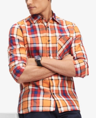 Tommy Hilfiger Men's Samson Classic-fit Plaid Shirt, Created For Macy's In Russet Orange