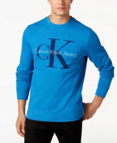 Calvin Klein Jeans Est.1978 Men's Logo Sweatshirt In Strong Blue