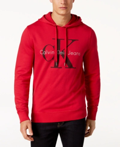Calvin Klein Jeans Est.1978 Men's Logo Hoodie In Tango Red | ModeSens