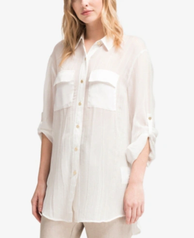 Dkny Sheer Utility Shirt, Created For Macy's In Ivory