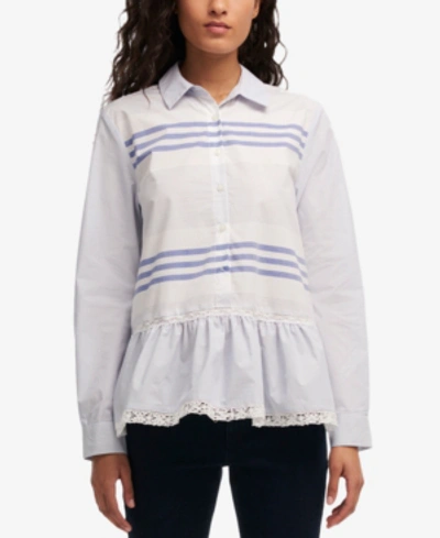 Dkny Ruffled Shirt, Created For Macy's In Med Blue