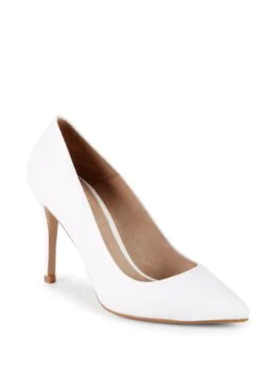 Saks Fifth Avenue Classic Leather Point Toe Pumps In White