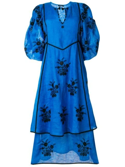 Vita Kin Embroidered Flower Dress In Blue