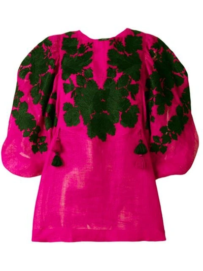 Vita Kin Embroidered Leaf Style Blouse In Pink