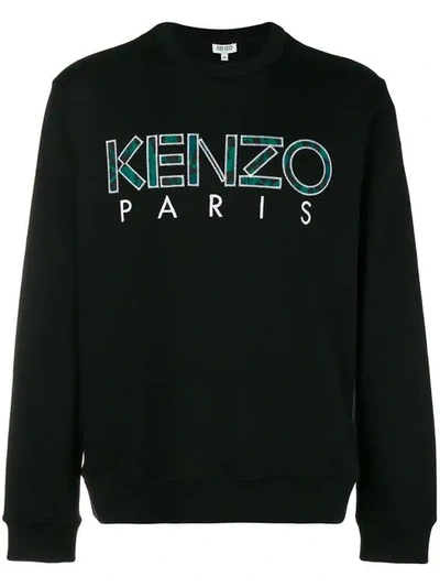 Kenzo Appliqué Paris Logo Sweatshirt In Black