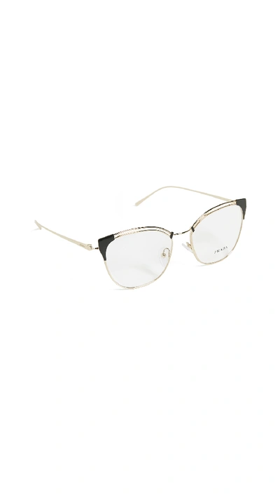 Prada Cat Eye Metal Glasses In Grey Gold/clear