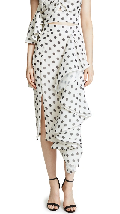 Stylekeepers Chiffon Love Affair Skirt In White With Black Dots