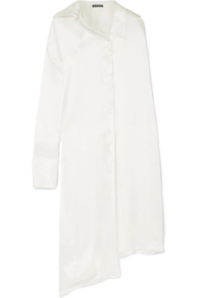 Ann Demeulemeester Asymmetric Silk-satin Blouse In White