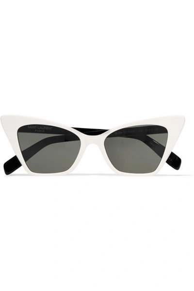 Saint Laurent Two-tone Cat-eye Acetate Sunglasses In White
